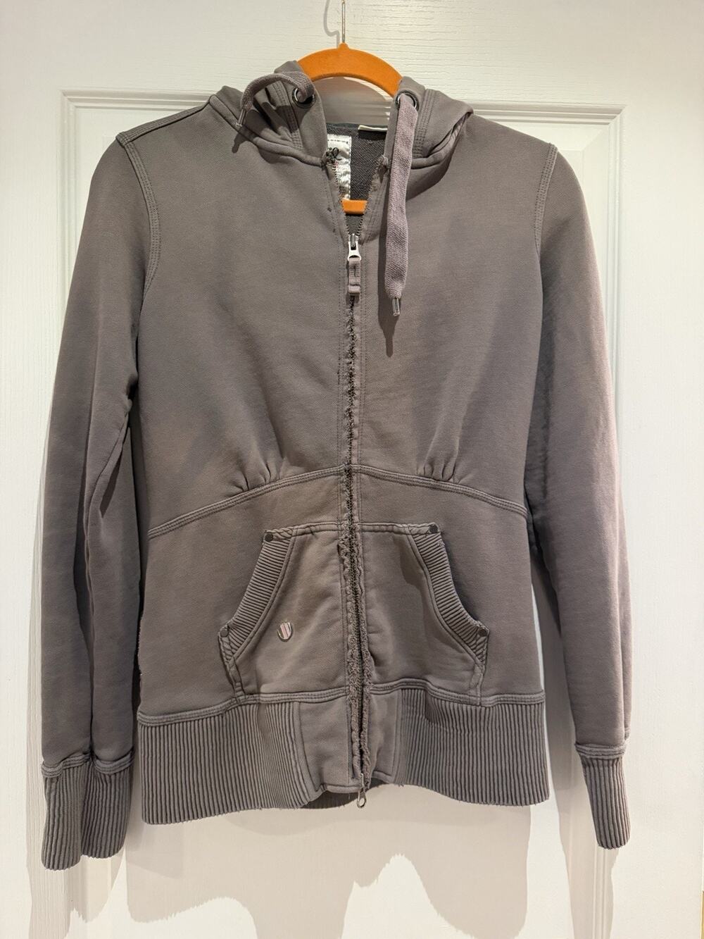 Vintage Triple Five Soul Gray Hoodie Full Zip Flocked Floral Hood Medium y2k